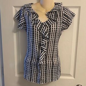 Liz Claiborne Striped Ruffle Blouse